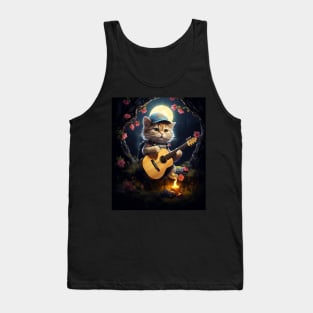 Cute Fairycore Cat Playing Guitar Camping Aesthetic Tank Top